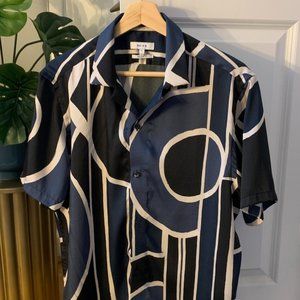 Reiss Deco Short-Sleeve Cuban Shirt – Navy / Black